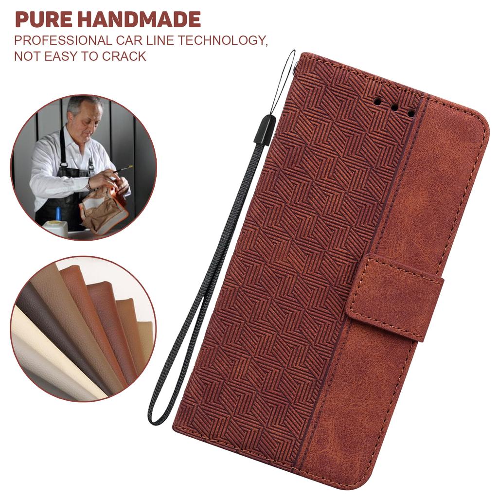 For iPhone 16 Pro Case PU Leather Geometry Imprint Wallet Phone Cover