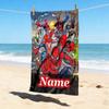 Custom Name S-Spide M-Man Artwork Stylish Digital Printing Beach Towel Quick‑Drying Absorbent Blanket for Beach Pool Gym Travel