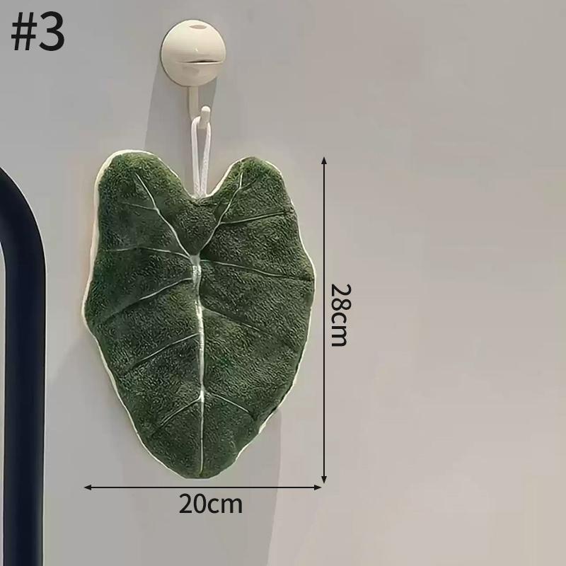 Thickened Plush Kitchen Towel Infusion Shaped Washable Clear Plant Print Hanging Absorbent Towel Household Decorative Towel