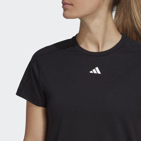 adidas Solid Color Brand Logo Round Neck Short Sleeve T-Shirt Women Tops Black HR7795