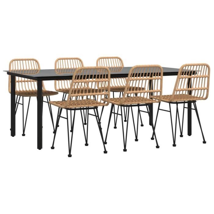 3157892 vidaXL Ensemble à dîner de jardin 7 pcs Résine tressée