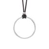 Kalen Stainless Steel Zircon Circle Pendant Necklace for Men Women Rock Black Cord Accessory Gifts Minimalist Hip Hop Jewelry