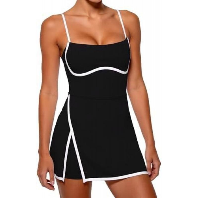 Womens Sporty Two-Piece Style Running Skort With Built-in Shorts Tennis Gym Workout