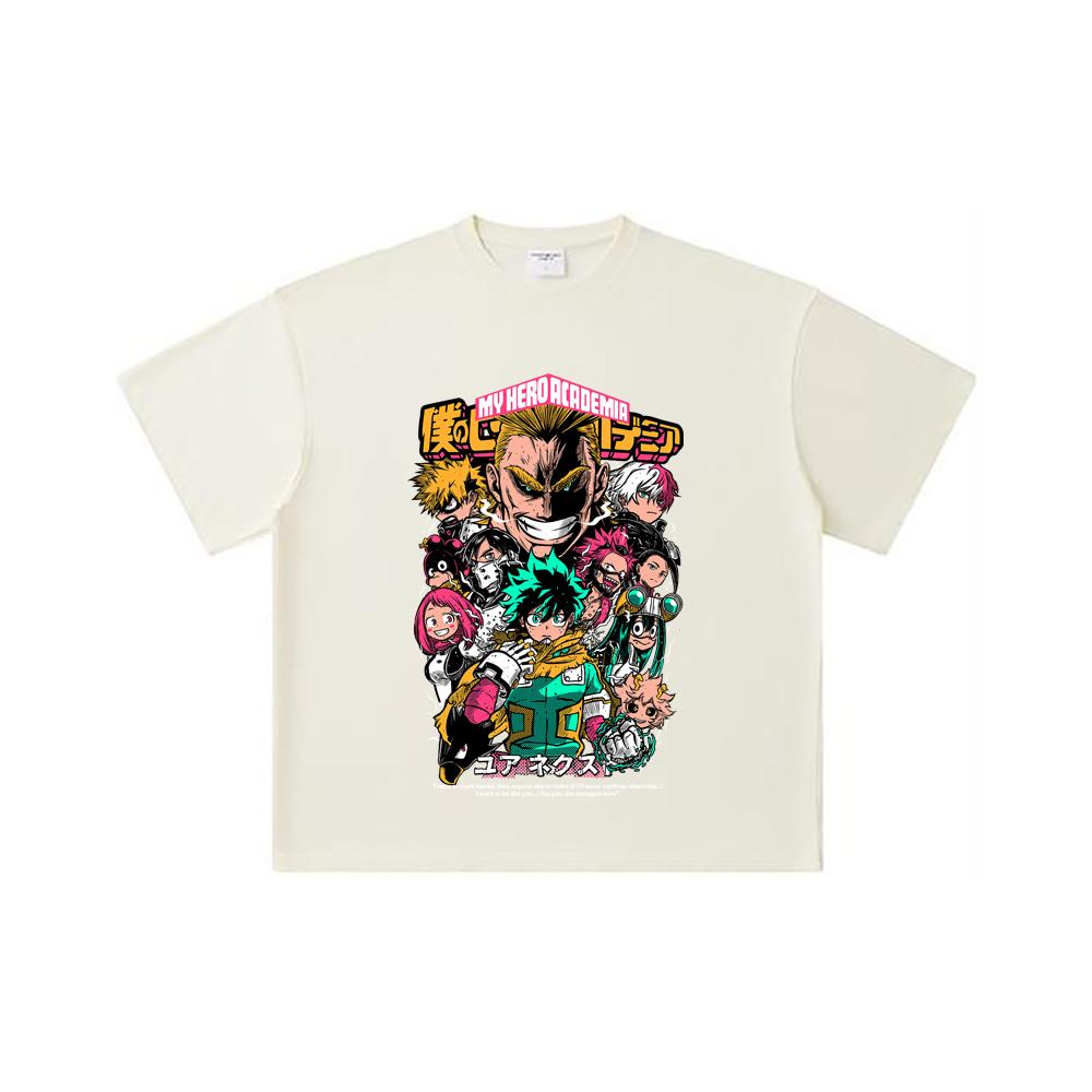 260 GSM Doppelgarn 32er Zählung 100% Baumwolle My Hero Academia V6 Druck Unisex Schweres Baumwoll-T-Shirt