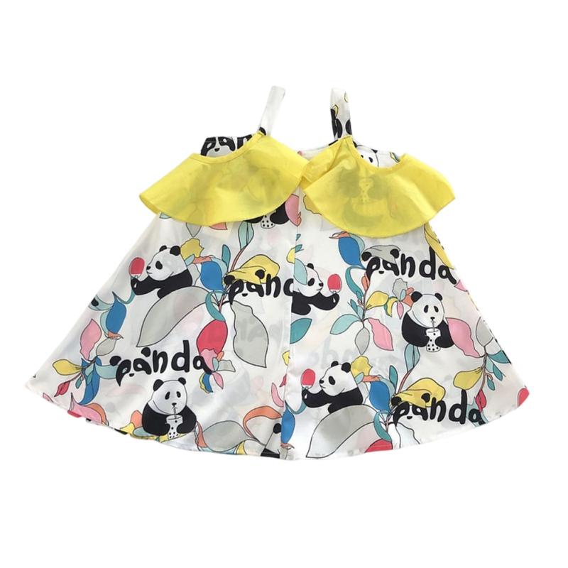 

Детское летнее повседневное платье для девочек, одежда с милым рисунком панды для девочек от 1 до 7 лет, костюм принцессы для свадебной вечеринки, подарочный костюм 130