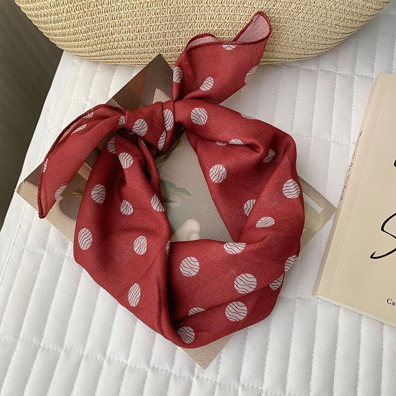 New temperament advanced sense neck cotton and linen silk scarf women's Korean lazy style versatile brown series small square scarf