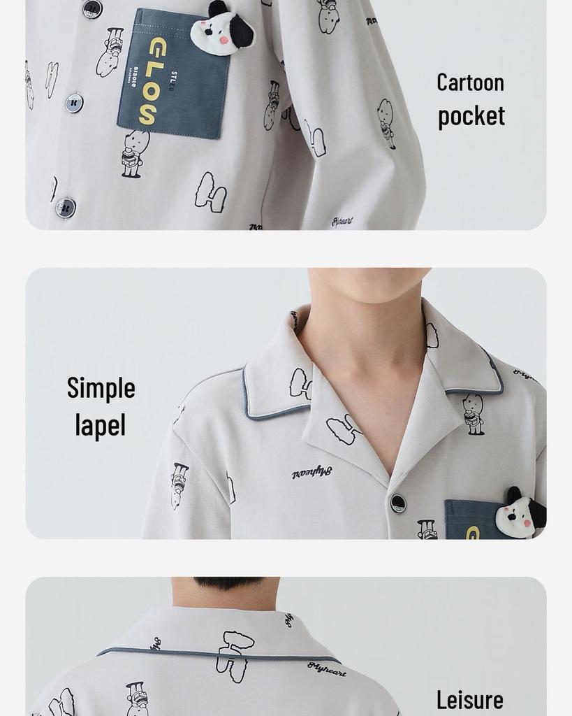 Lulu Jungen Langarm Baumwollpyjama - Cartoon-Stil für Frühling und Herbst