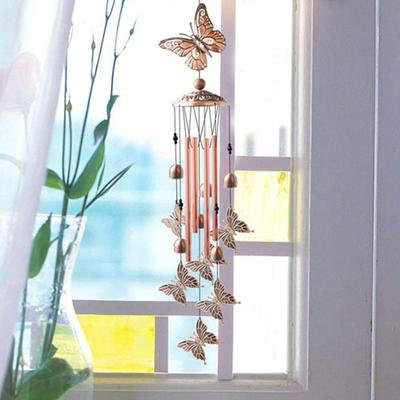 Butterfly Bird Wind Chimes Outdoor Hanging Decor Creative Shape Rustproof Corrosion Resistant Crisp Sound Tube Wind Chime Pendant