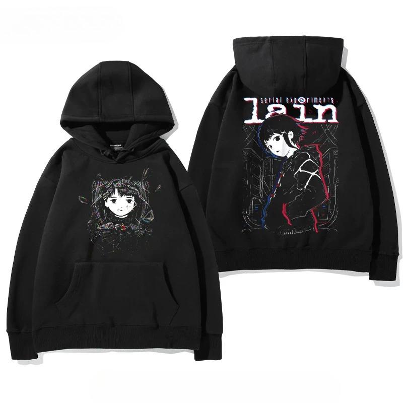 Serial Experiments Lain Funny Hoodie Hip Hop Graphic Sweatshirt Poleron Hombre Streetwear Harajuku Tracksuit Oversized Clothes