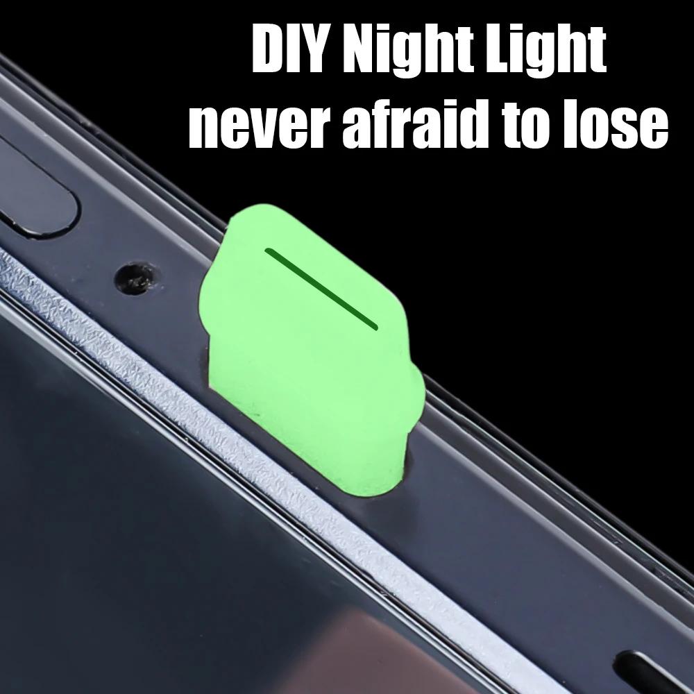 Mobile Phone Luminous DIY Dust Plug Type C IOS Dustplug Covers for Iphone Samsung Universal Night Light Stopper Pendant