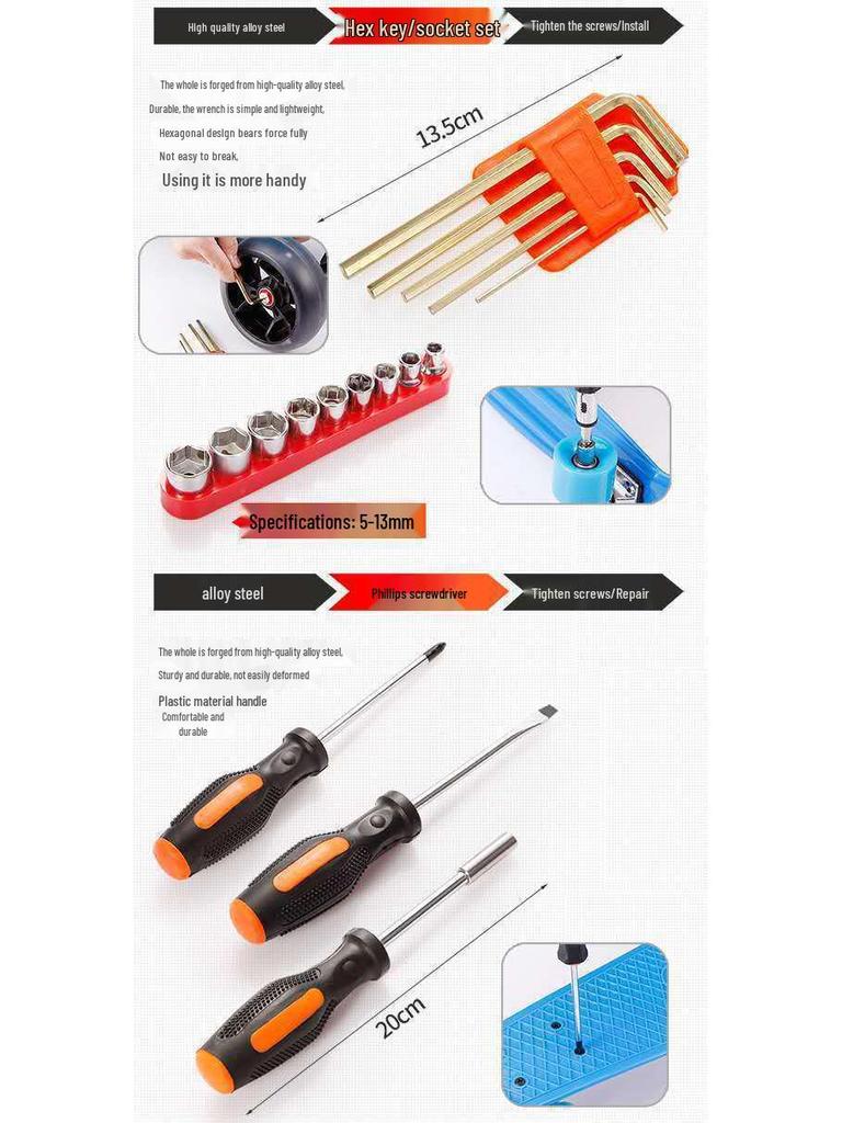 Multifunctional Household Repair Tool Set for Car and Electrician Use