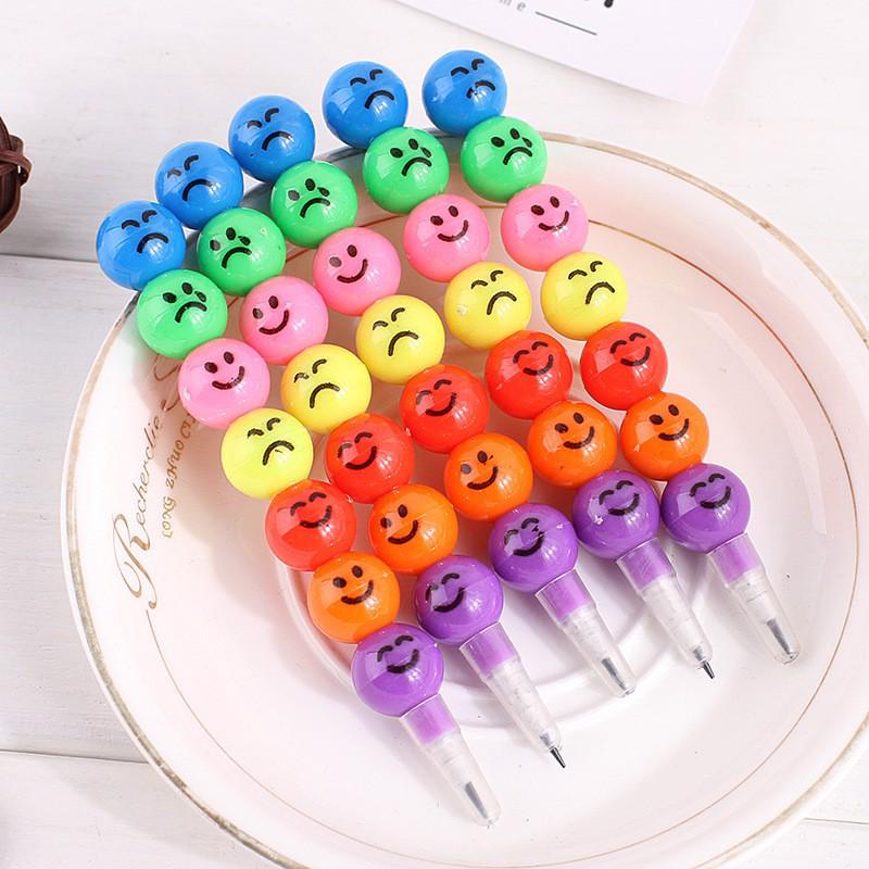 Korean Student Doodle Stationery: 7-Color Tanghulu Smiley Face Non-Sharpening Crayon Pencil HB