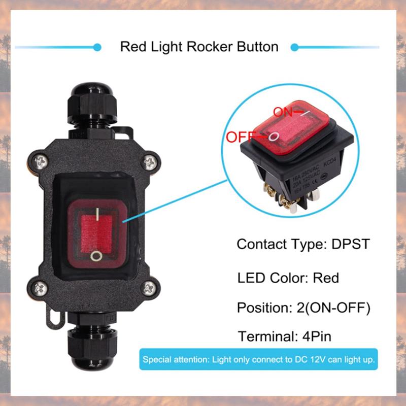 2025 Trend 1 Piece Waterproof Inline Switch Smart Switches 12V DC 20A High Current Power Waterproof Switch