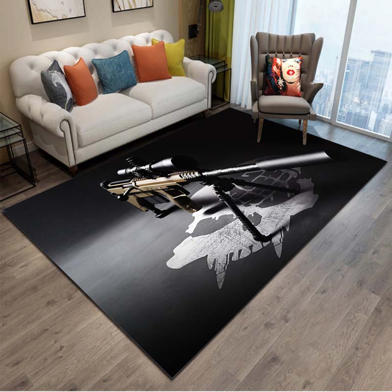 15 Größen 3D Gewehr Pistole Revolver Waffe Bereichsteppich, Teppich für Wohnzimmer Schlafzimmer, Küchenfußmatte Badezimmer Rutschfeste Bodenmatte