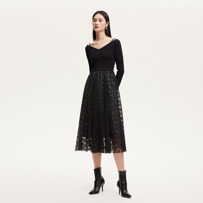 

VEROMODA Women s V-Neck Lace Patchwork Knit Midi Dress L