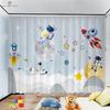Animation Cartoon Astronaut Curtains for Children's Room, Window Decoration, Living Room, Study, Kitchen, Space, 2Pcs