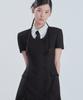 Mausolleum [Select Length] Jenn Round Neck Pleated Half-Sleeve Suit Jacket Dress - Black