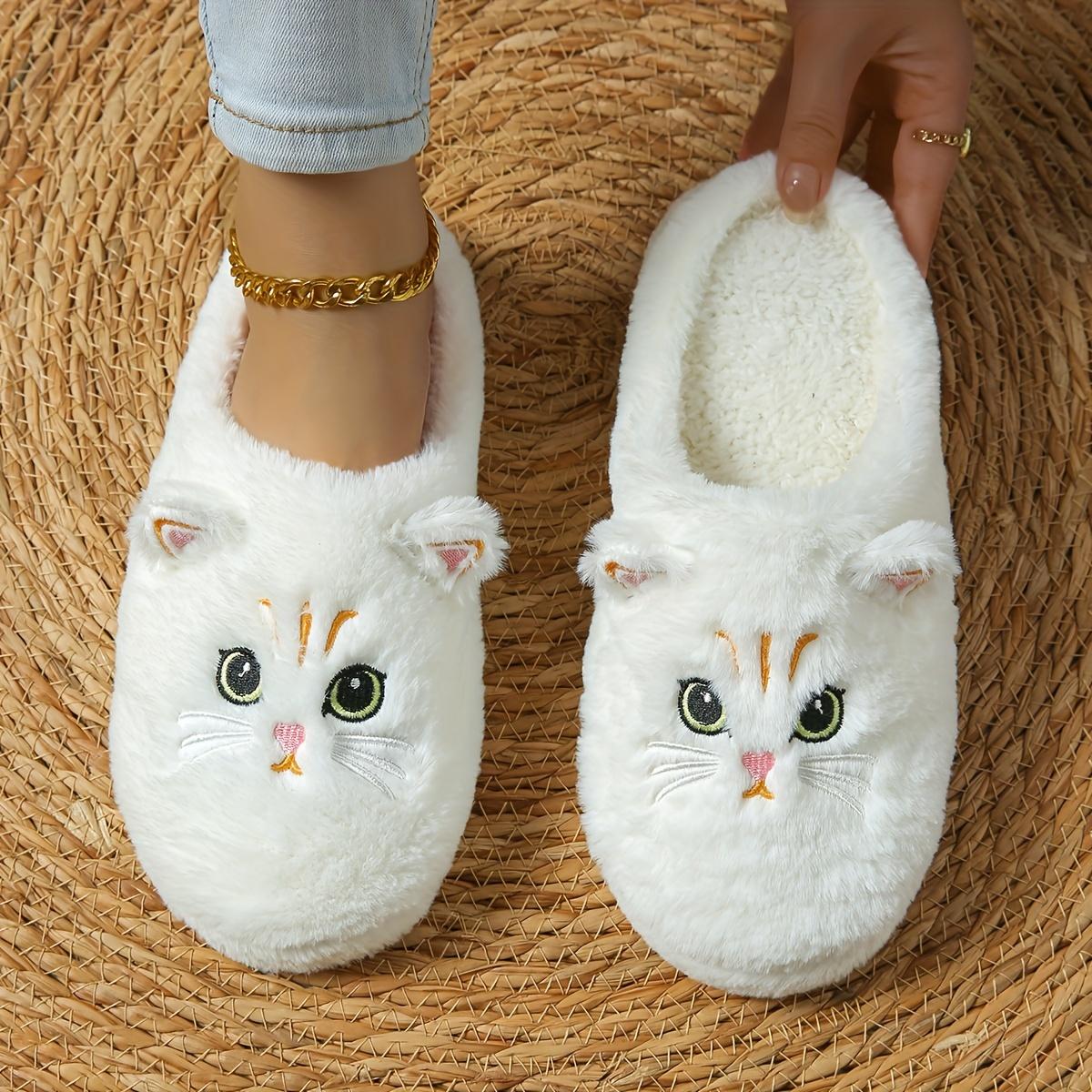

Cozy & Cute Cartoon Cat Eyes Winter Plush Slippers - Soft Sole, Fluffy Indoor Home Shoes with TPR Material, Hand Washable - Perfect for Cold Weather Size 36-37 білий