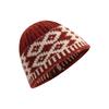 Knitted Jacquard Hat for Winter Warmth Rhombic Pattern Pullover Hat for Women Teens Girl Everyday Wear All Matching