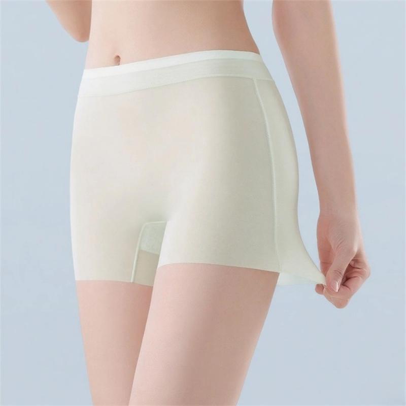 4 Stück Damen Eis seide Shorts Nahtlos Anti-Roll-Rand Anti-Scheuern Unterwäsche Dünn Atmungsaktiv Boxer Shorts