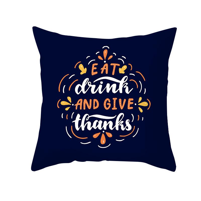 Thanksgiving Pillowcase Wish New Product Cartoon Pumpkin Turkey Peach Skin Printed Pillowcase Sofa Cushion