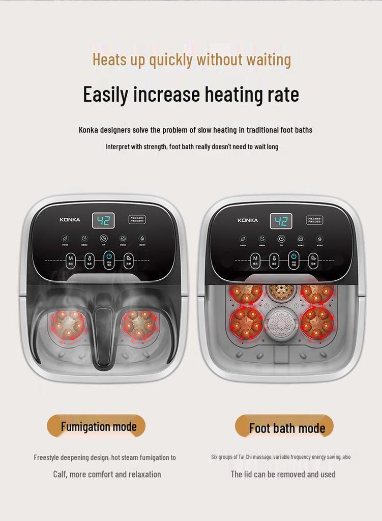 Konka Electric Foot Bath Basin with Temperature Control and Massage Function