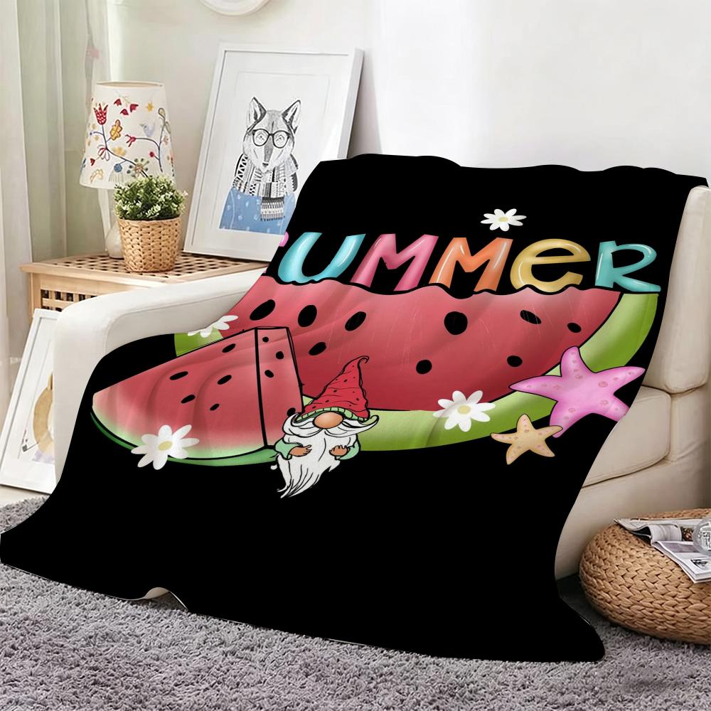 Illustration S-Summer Beach Vibes Throw Lightweight 240g Flannel Blanket Soft Skin-friendly for Summer Cooling