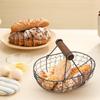 Wooden Handle Metal Retro Basket Portable Multi-Function Vegetable Fruit Egg Groceries Practical Storage Basket For Farmhouse