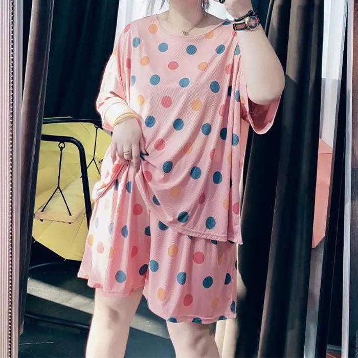 Summer Plus Fat Plus Size Pijama de mujer Reductor de edad Pantalones  cortos Pantalones cortos Estampado De gran tamaño Traje de dos piezas  comprar a buen precio — entrega gratuita, reseñas reales