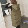 Stand Collar Hooded Down Vest Women Sleeveless Quilted Puffer Jacket Full Zip Long Coat Thick Warm