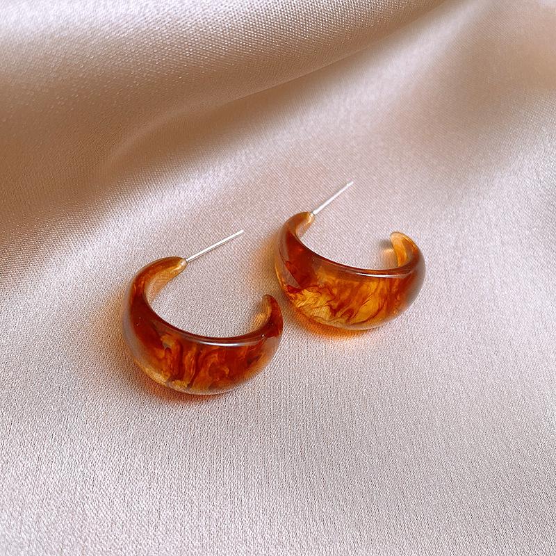 Silver Needle Tiger Eye Asymmetric Stud Earrings - Retro, Versatile & Luxurious High-End Accessory