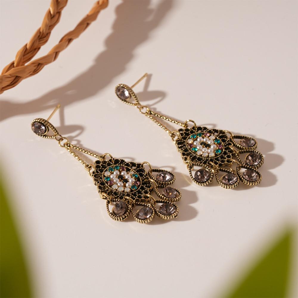 Bohemia Style Bohemian Crystal Earrings Hollow Water Drop Earrings Pendant  Beach