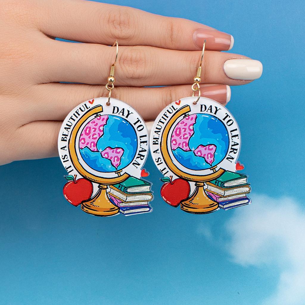 Accessories Teacher's Day gifts reading book earrings globe inspiration love reading earrings earrings and earrings high-end sense