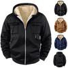 Winter Men's Fleece Hooded Hoodies Casual Loose Fit Solid Color Hoodie Coats Zipper Sports Hoodie Jacket Warm Hooded Sweatshirts