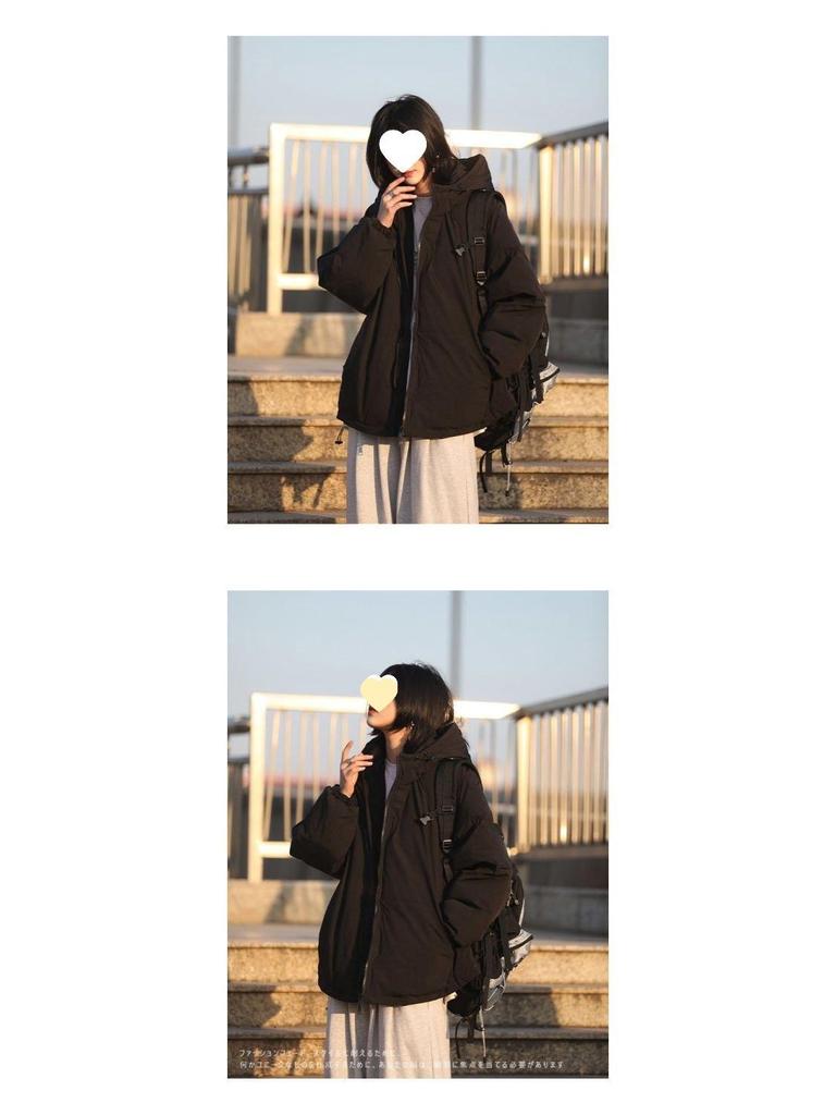 Women's Thickened Fleece-Lined Cotton Jacket, Japanese Academy Style, Unisex Warm Hooded Winter Coat