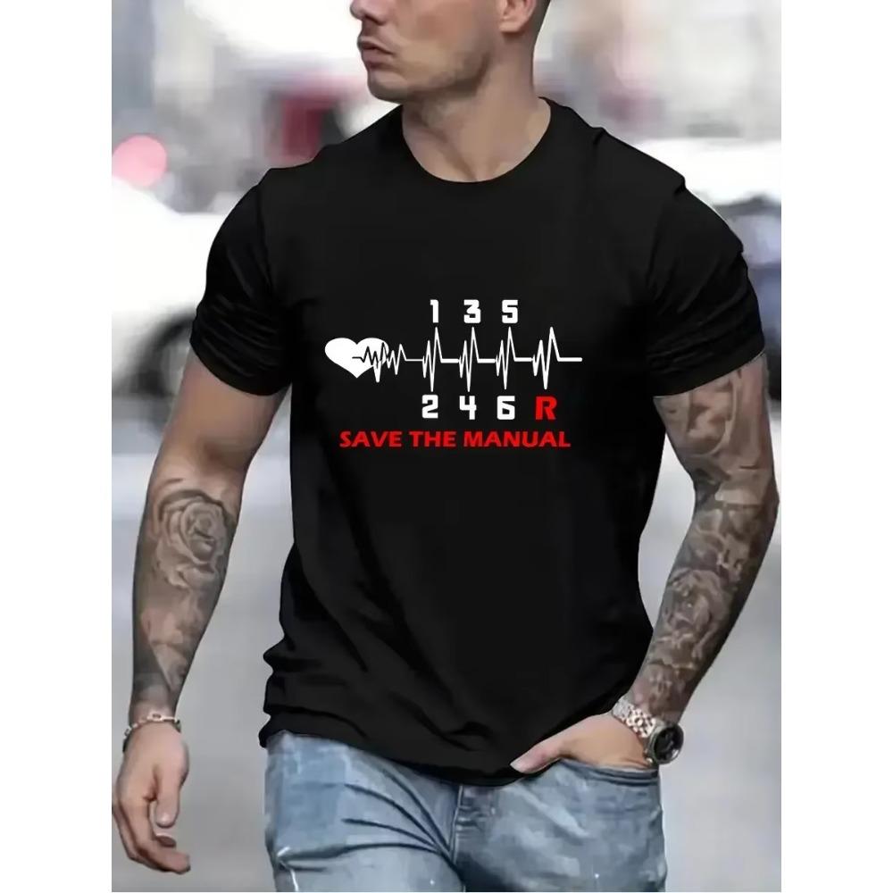 Vintage T Shirts for Men Save The Stick Manual Transmission Three Print Top Oversized Tee Hip Hop T-Shirts Men Clothing Camiseta