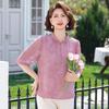 Elegant Anti-Aging Chinese Style Summer T-Shirt, Seven-Point Sleeve for Middle-Aged and Elderly Women