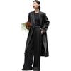 Demana Handmade Double-Sided Wool Blend Winter Modern Structured Shearling Lapel Flap Pocket Straight Women's Coat