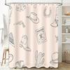 Western Style Shower Curtain Decorative Printed Fabric Bathroom Liner for Home Decoration (Beige)