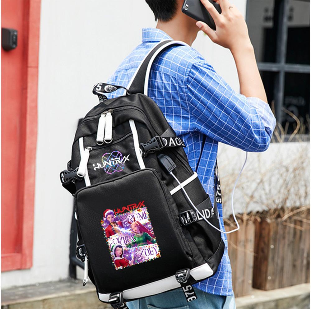 Anime Cartoon K-Pop Demon Hunters Backpack Large Capacity Bookbag Laptop Unisex Student Boy Girl School Bag Large Capacity Travel Outdoor Bag Gift