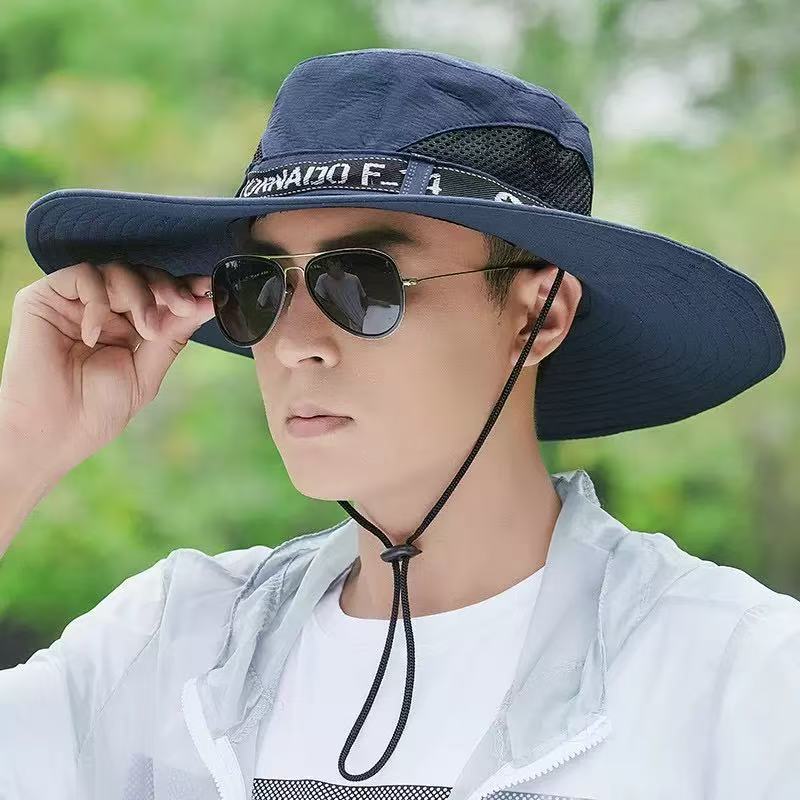 New outdoor face covering mountaineering hat men's fishing face covering large brim sun protection sun protection bucket hat