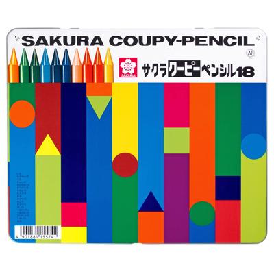 Sakura Colored Coupy 18 Tin FY18 Cray-Pas Pencils, Pencils, Colors, Case,