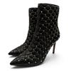Great Short Boots Rockstud Quilted Leather Black Women 38 Used