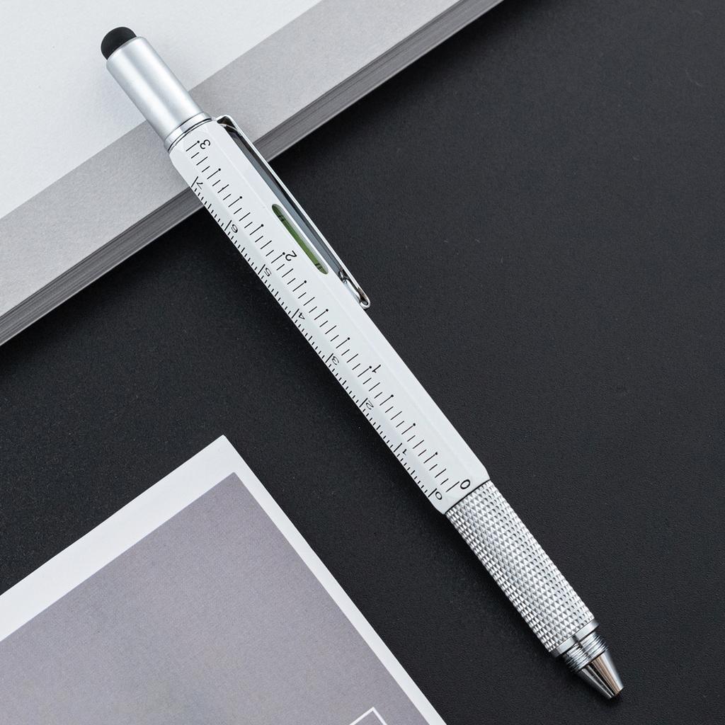 Caneta Capacitiva Multifuncional com Chave de Fenda, Nível de Bolha e Caneta Esferográfica - Gadget Touch para Telas de Celular