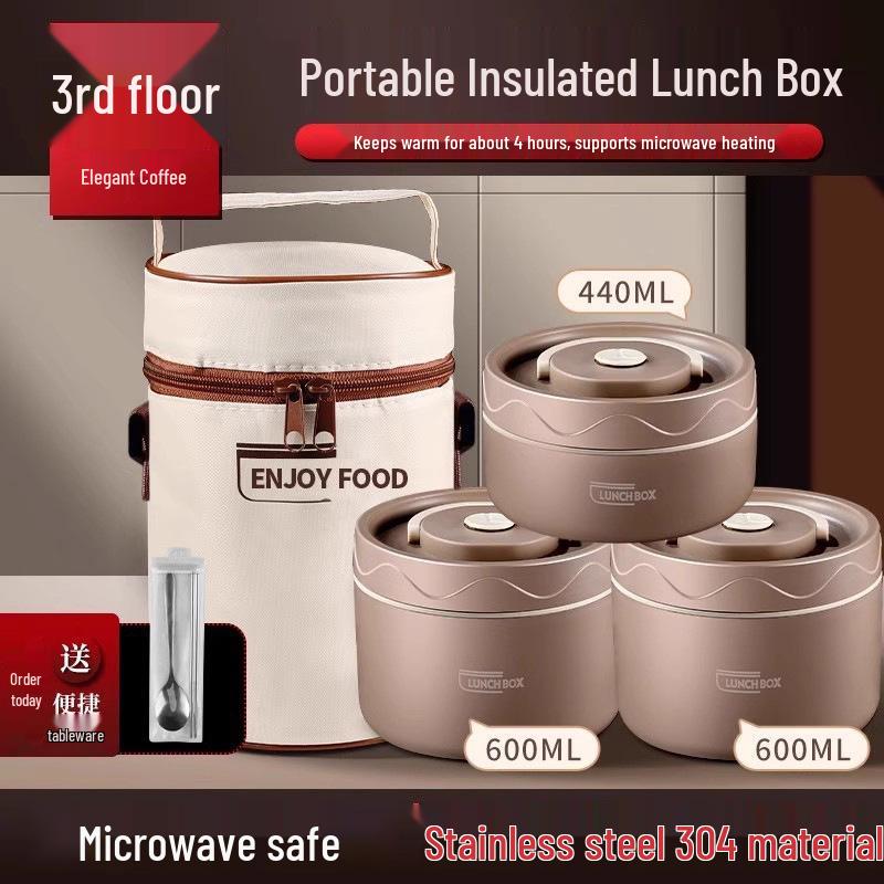 Extra Long Insulated Stainless Steel Bento Lunch Box - Microwaveable & Portable