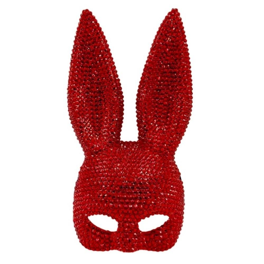 Crystal Studded Rabbit Ear Mask Full Acrylic Rhinestone Rhinestone Face Mask Party and Cosplay