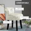 Dressing Table Stool with Rubber Wood Legs, Ice Velvet Vanity Stool for Living Room Bedroom, Beige