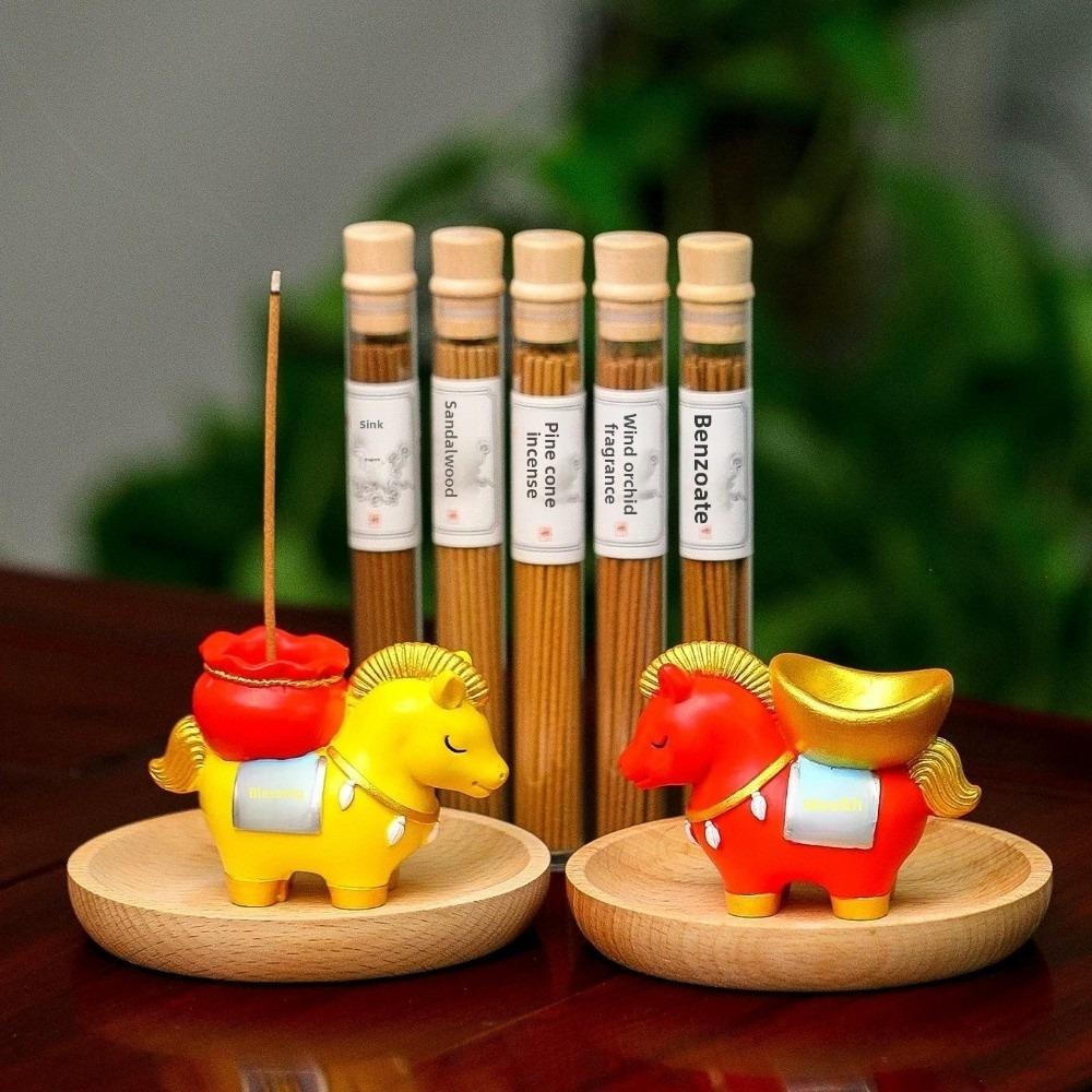 Creative Zodiac Pony Incense Burner Pony Shape Horse Year Indoor Incense Burner Resin New Year Ornamental Incense Stick Holder