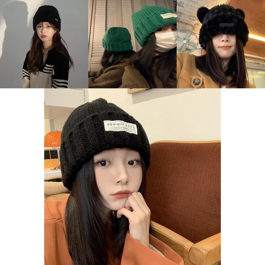 Trendy Womens Warm Knit Hat Winter Fluffy Rabbit Fur Beanie Letter Pattern