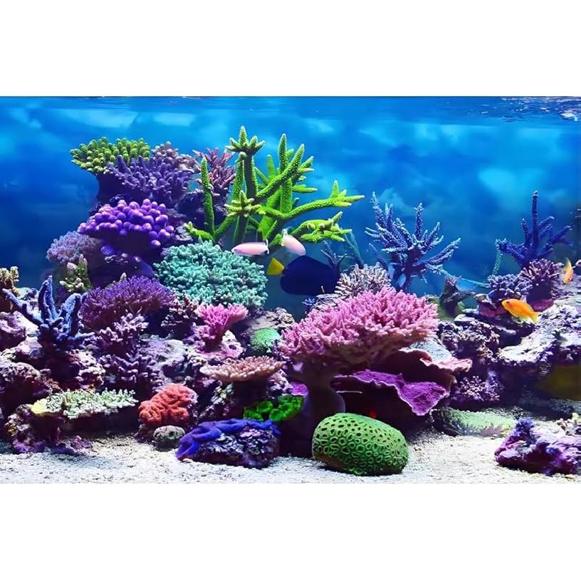 FILFEEL Aquarium Background Fish Decorations Pictures PVC Adhesive Poster Underwater Coral Backdrop Decoration Paper Cling Decals Sticker(61 * 41cm)